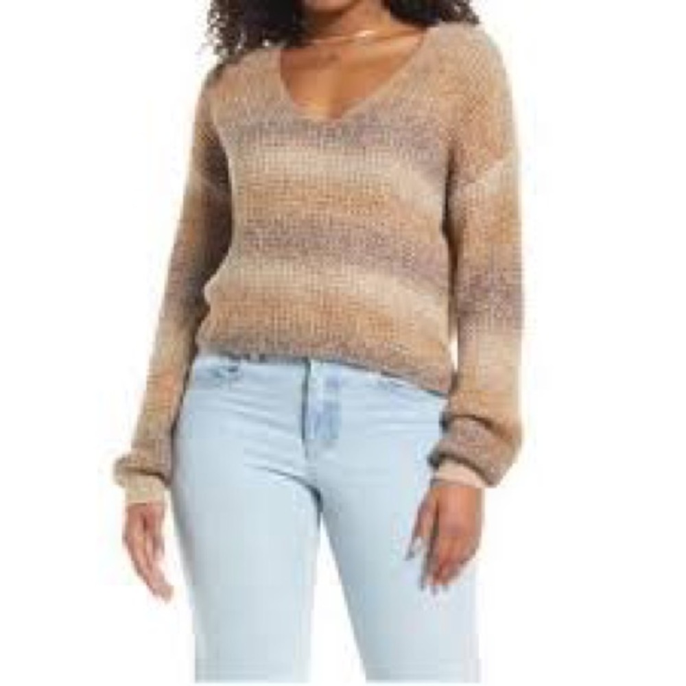 Nordstrom B.P. -NWT- Cropped Knitted Ombré Striped Sweater - Size: Medium